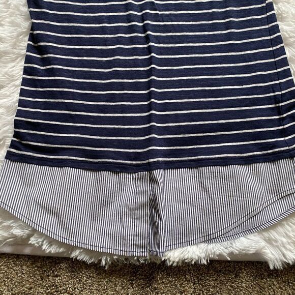 Bailey 44 Linen Anthropologie Top Blue White Striped Lightweight Shirttail Small - Picture 3 of 7